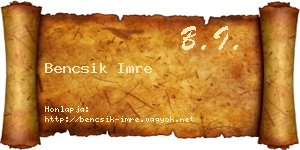 Bencsik Imre névjegykártya